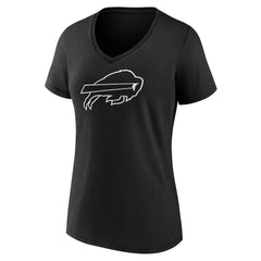 Buffalo Bills Women's Personalized Name & Number Monochrome V-Neck T-Shirt Black - NFL