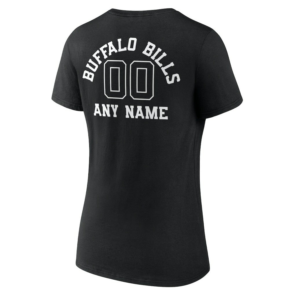 Buffalo Bills Women's Personalized Name & Number Monochrome V-Neck T-Shirt Black - NFL