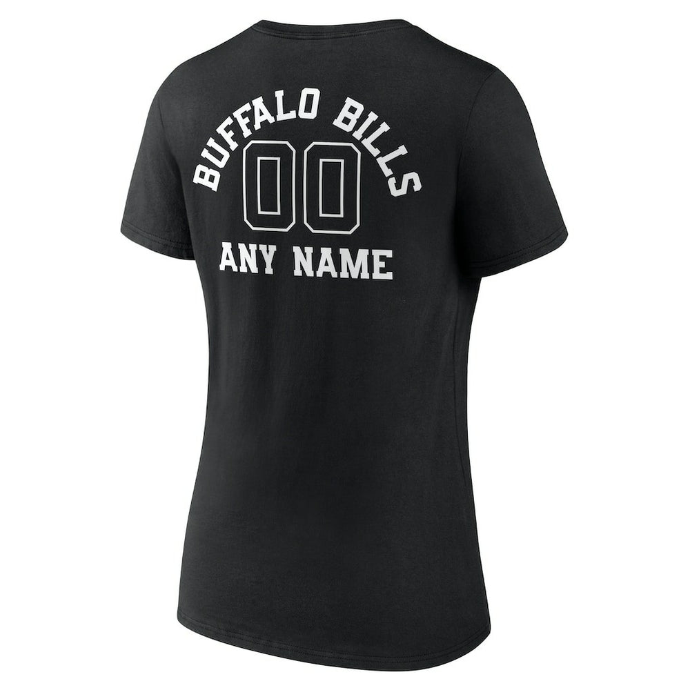 Buffalo Bills Women's Personalized Name & Number Monochrome V-Neck T-Shirt Black - NFL