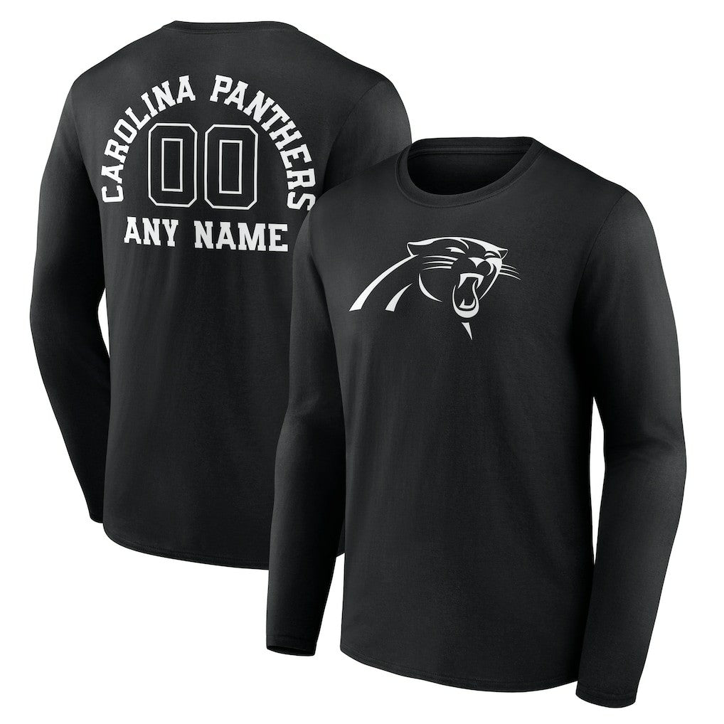 Carolina Panthers Personalized Name & Number Monochrome Long Sleeve T-Shirt Black - NFL