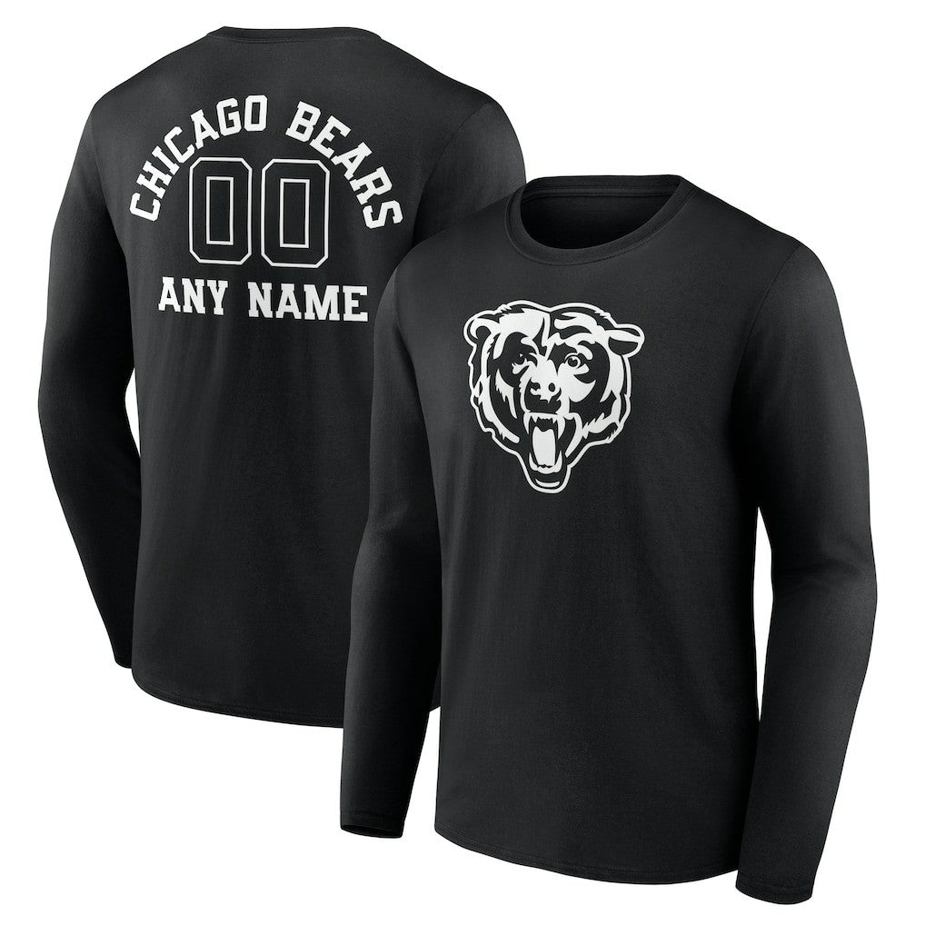 Chicago Bears Personalized Name & Number Monochrome Long Sleeve T-Shirt Black - NFL
