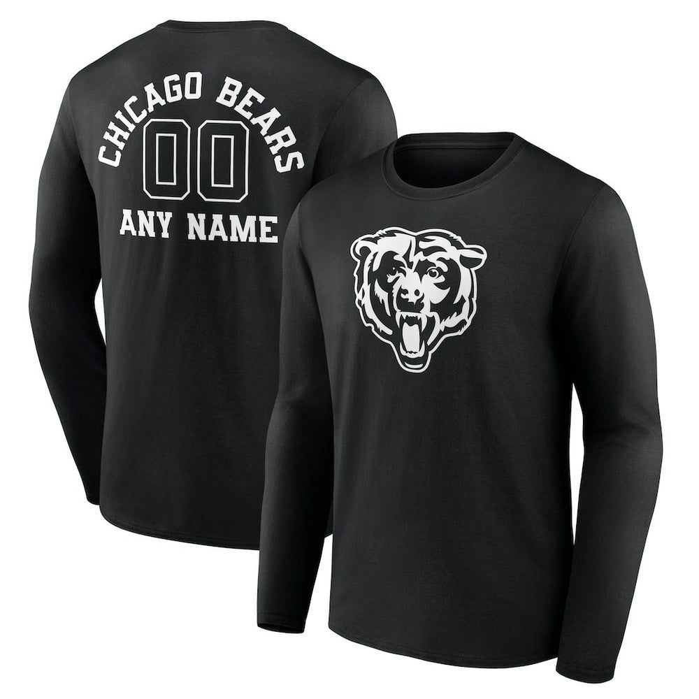 Chicago Bears Personalized Name & Number Monochrome Long Sleeve T-Shirt Black - NFL