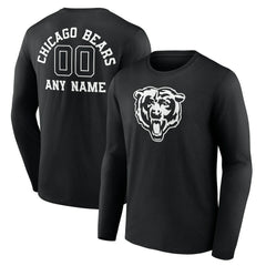 Chicago Bears Personalized Name & Number Monochrome Long Sleeve T-Shirt Black - NFL