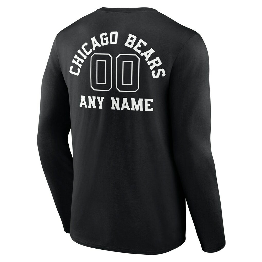 Chicago Bears Personalized Name & Number Monochrome Long Sleeve T-Shirt Black - NFL