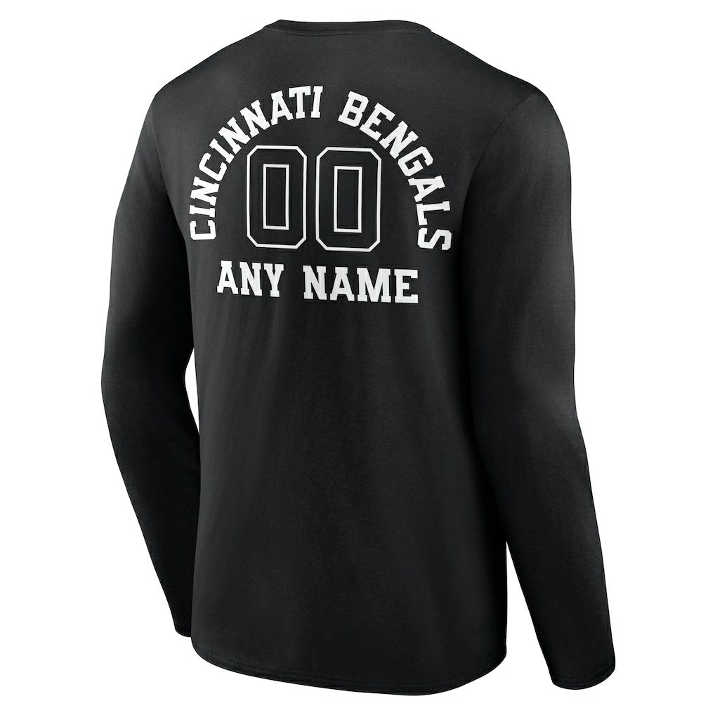 Cincinnati Bengals Personalized Name & Number Monochrome Long Sleeve T-Shirt Black - NFL