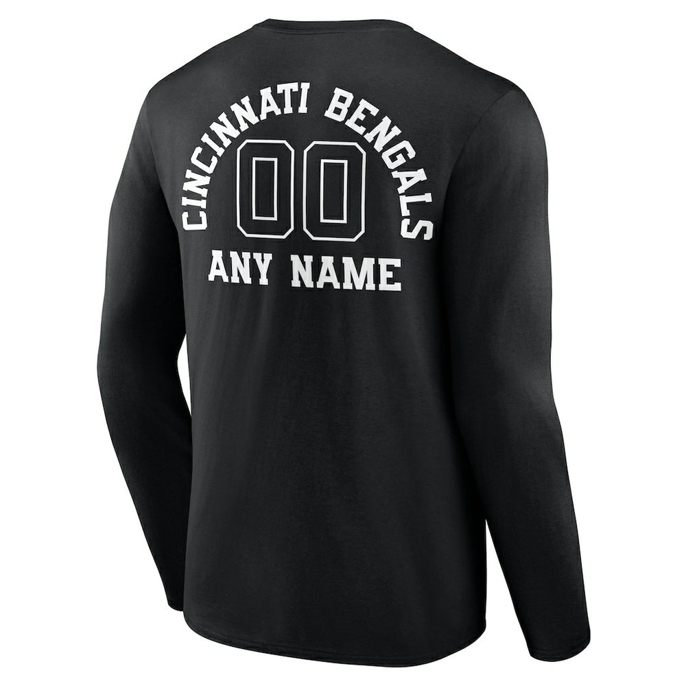 Cincinnati Bengals Personalized Name & Number Monochrome Long Sleeve T-Shirt Black - NFL
