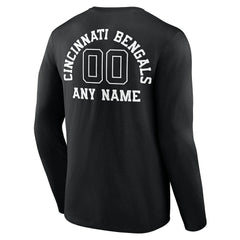 Cincinnati Bengals Personalized Name & Number Monochrome Long Sleeve T-Shirt Black - NFL