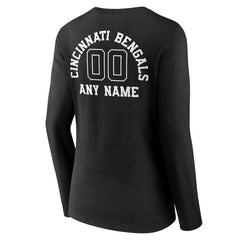 Cincinnati Bengals Women's Personalized Name & Number Monochrome Long Sleeve V-Neck T-Shirt Black - NFL