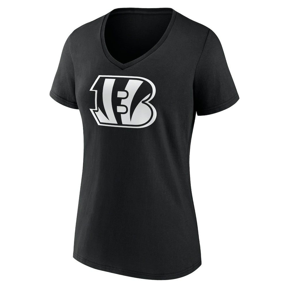 Cincinnati Bengals Women's Personalized Name & Number Monochrome V-Neck T-Shirt Black - NFL