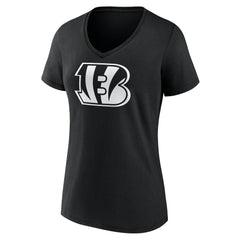Cincinnati Bengals Women's Personalized Name & Number Monochrome V-Neck T-Shirt Black - NFL