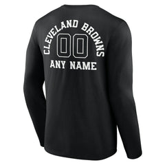 Cleveland Browns Personalized Name & Number Monochrome Long Sleeve T-Shirt Black - NFL