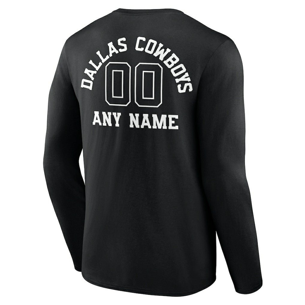 Dallas Cowboys Personalized Name & Number Monochrome Long Sleeve T-Shirt Black - NFL