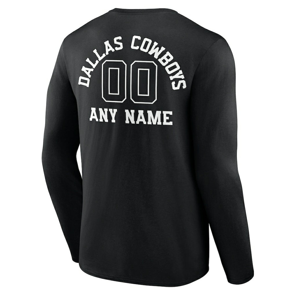 Dallas Cowboys Personalized Name & Number Monochrome Long Sleeve T-Shirt Black - NFL