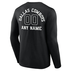 Dallas Cowboys Personalized Name & Number Monochrome Long Sleeve T-Shirt Black - NFL