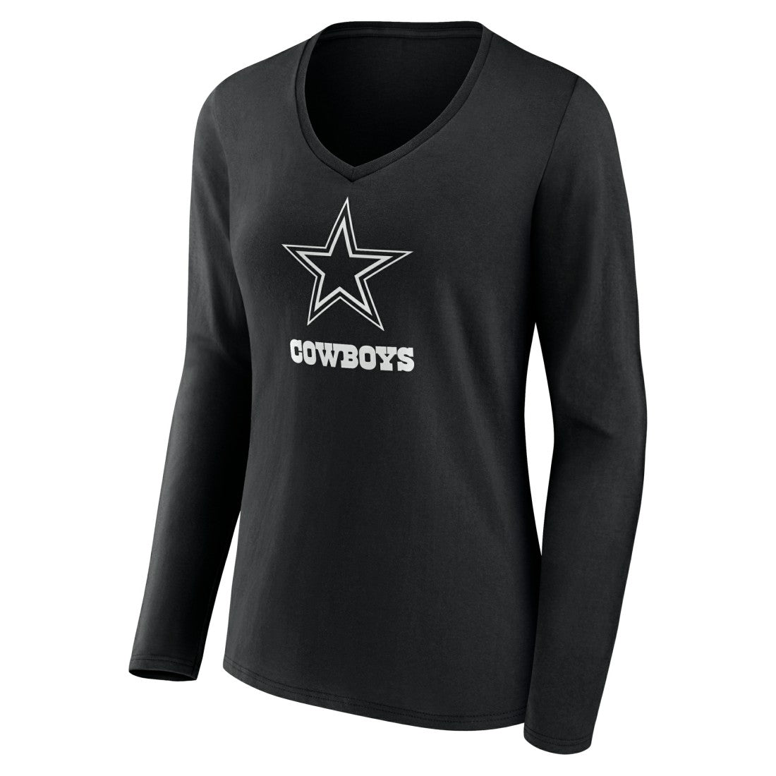 Dallas Cowboys Women's Personalized Name & Number Monochrome Long Sleeve V-Neck T-Shirt Black - NFL