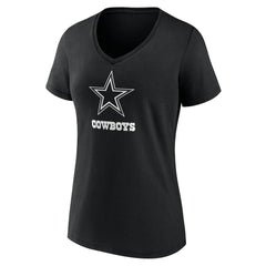 Dallas Cowboys Women's Personalized Name & Number Monochrome V-Neck T-Shirt Black - NFL