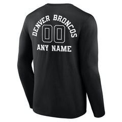 Denver Broncos Personalized Name & Number Monochrome Long Sleeve T-Shirt Black - NFL