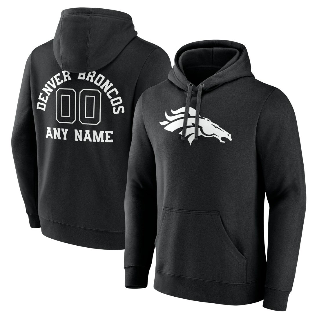 Denver Broncos Personalized Name & Number Pullover Hoodie Black - NFL