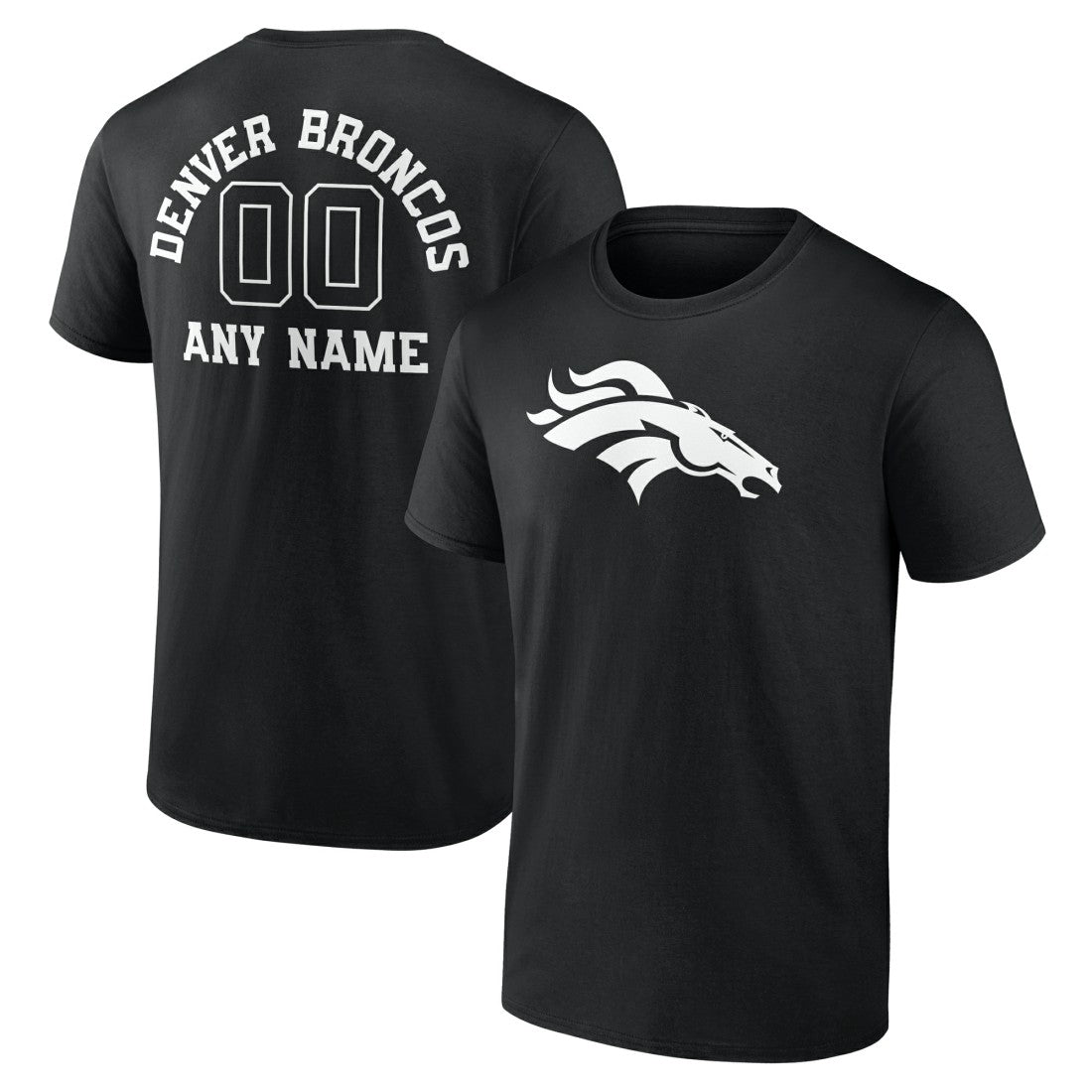 Denver Broncos Personalized Name & Number Monochrome T-Shirt Black - NFL