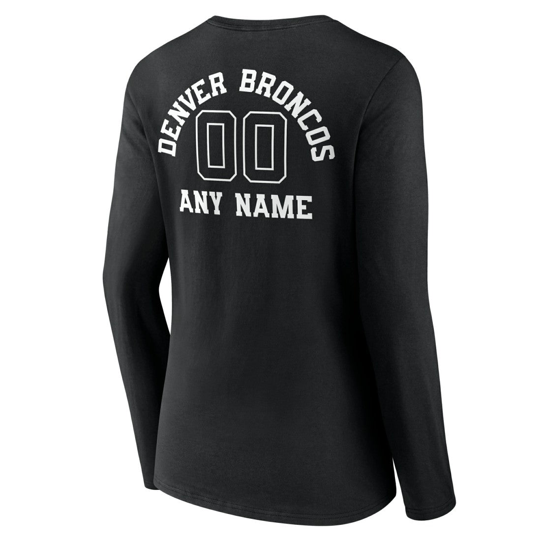 Denver Broncos Women's Personalized Name & Number Monochrome Long Sleeve V-Neck T-Shirt Black - NFL