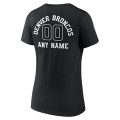 Denver Broncos Women's Personalized Name & Number Monochrome V-Neck T-Shirt Black - NFL