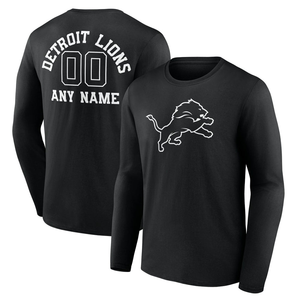 Detroit Lions Personalized Name & Number Monochrome Long Sleeve T-Shirt Black - NFL