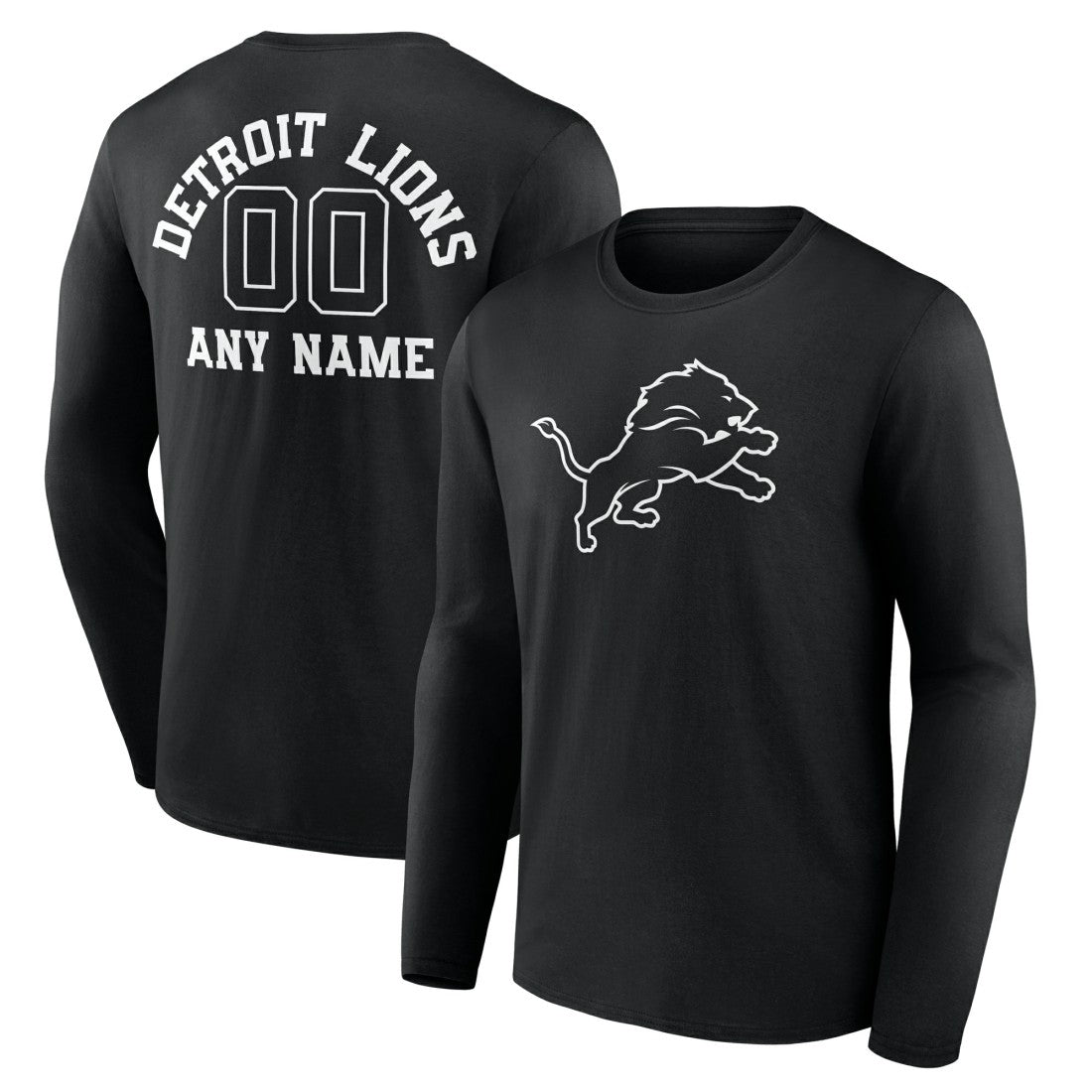Detroit Lions Personalized Name & Number Monochrome Long Sleeve T-Shirt Black - NFL