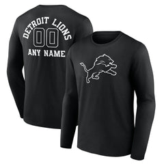 Detroit Lions Personalized Name & Number Monochrome Long Sleeve T-Shirt Black - NFL
