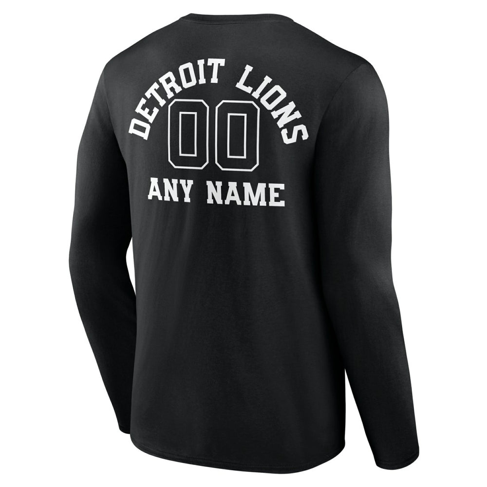 Detroit Lions Personalized Name & Number Monochrome Long Sleeve T-Shirt Black - NFL