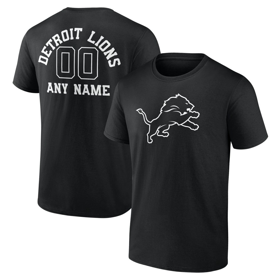Detroit Lions Personalized Name & Number Monochrome T-Shirt Black - NFL