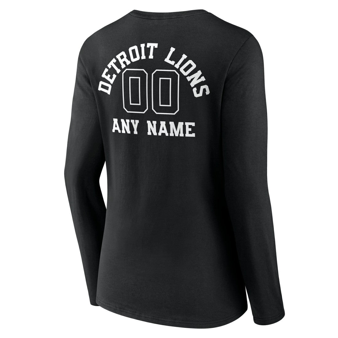 Detroit Lions Women's Personalized Name & Number Monochrome Long Sleeve V-Neck T-Shirt Black - NFL
