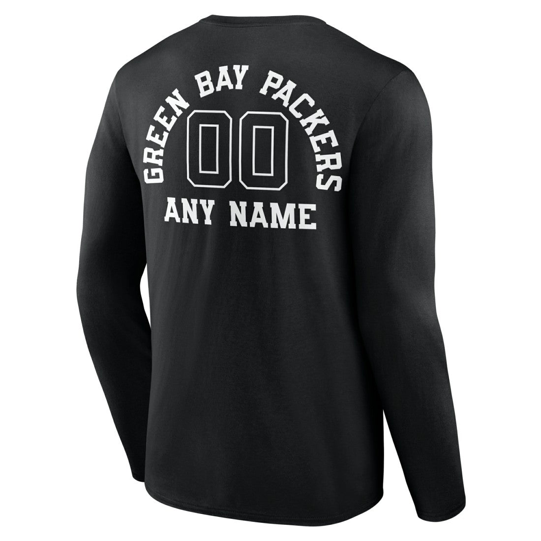 Green Bay Packers Personalized Name & Number Monochrome Long Sleeve T-Shirt Black - NFL