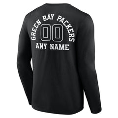 Green Bay Packers Personalized Name & Number Monochrome Long Sleeve T-Shirt Black - NFL