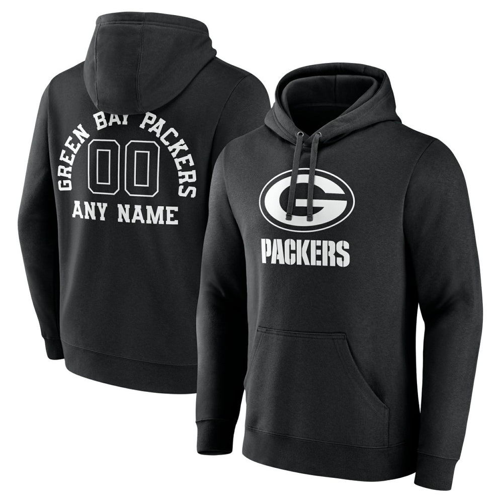 Green Bay Packers Personalized Name & Number Pullover Hoodie Black - NFL