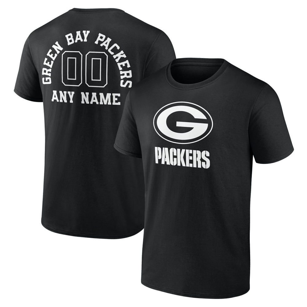 Green Bay Packers Personalized Name & Number Monochrome T-Shirt Black - NFL