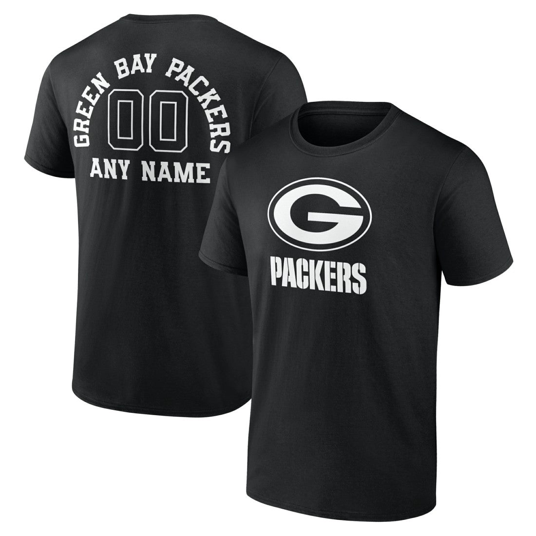 Green Bay Packers Personalized Name & Number Monochrome T-Shirt Black - NFL