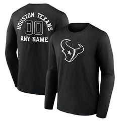 Houston Texans Personalized Name & Number Monochrome Long Sleeve T-Shirt Black - NFL