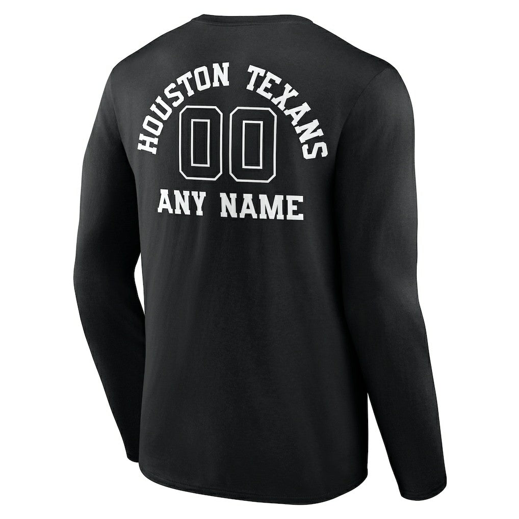 Houston Texans Personalized Name & Number Monochrome Long Sleeve T-Shirt Black - NFL