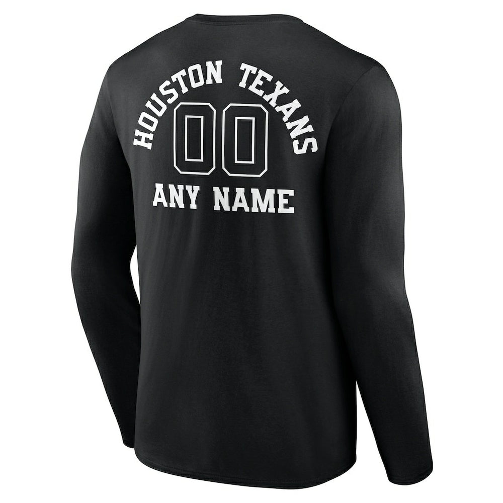 Houston Texans Personalized Name & Number Monochrome Long Sleeve T-Shirt Black - NFL