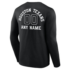 Houston Texans Personalized Name & Number Monochrome Long Sleeve T-Shirt Black - NFL