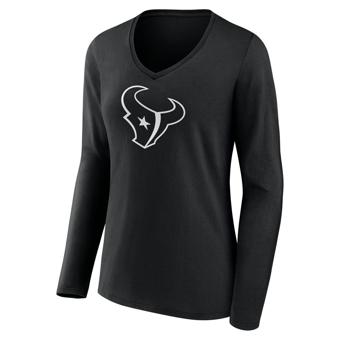 Houston Texans Women's Personalized Name & Number Monochrome Long Sleeve V-Neck T-Shirt Black - NFL