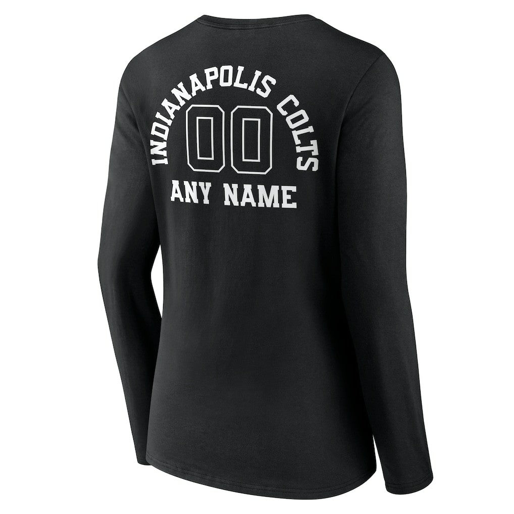 Indianapolis Colts Women's Personalized Name & Number Monochrome Long Sleeve V-Neck T-Shirt Black - NFL