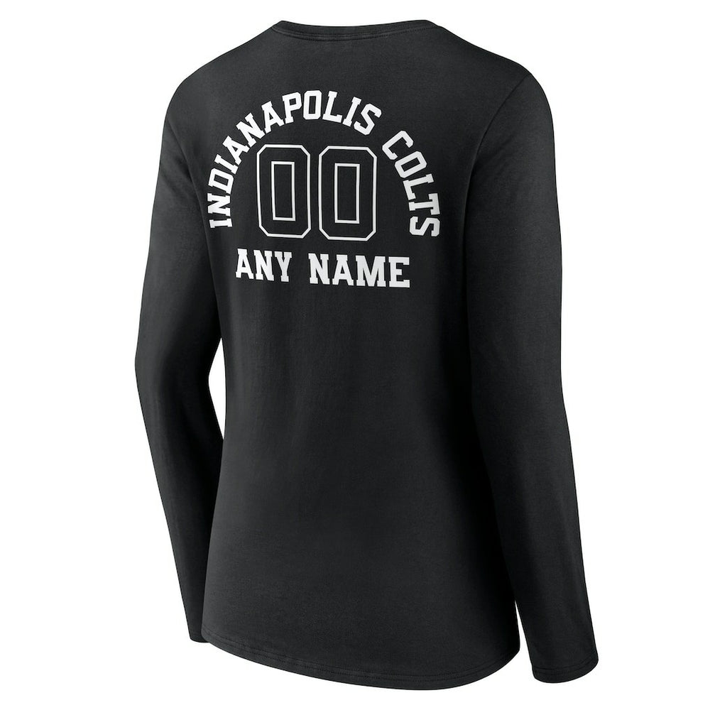 Indianapolis Colts Women's Personalized Name & Number Monochrome Long Sleeve V-Neck T-Shirt Black - NFL