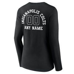 Indianapolis Colts Women's Personalized Name & Number Monochrome Long Sleeve V-Neck T-Shirt Black - NFL