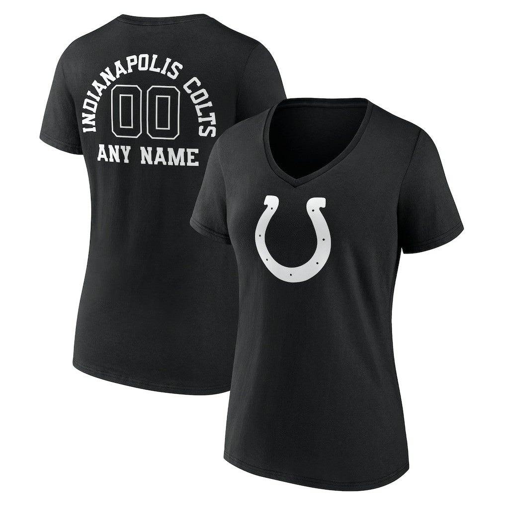 Indianapolis Colts Women's Personalized Name & Number Monochrome V-Neck T-Shirt Black - NFL