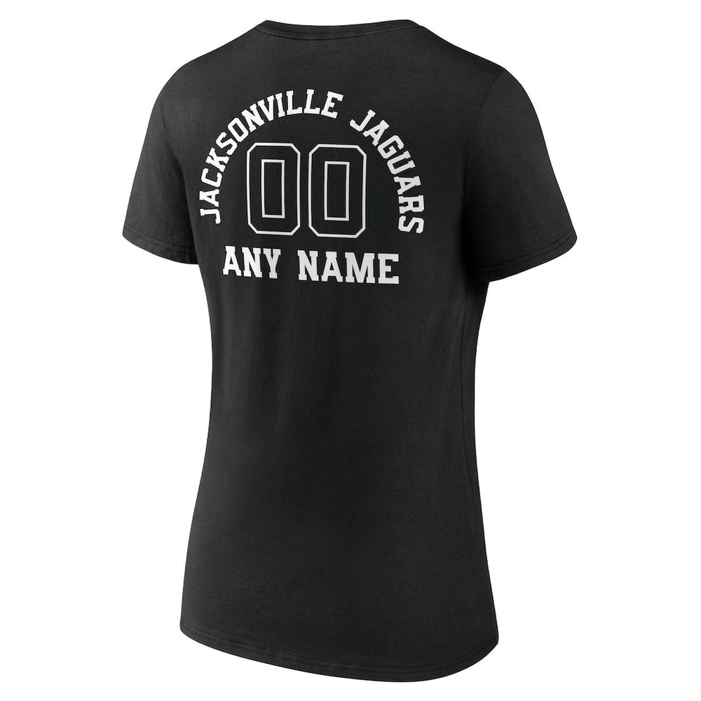 Jacksonville Jaguars Women's Personalized Name & Number Monochrome V-Neck T-Shirt Black - NFL