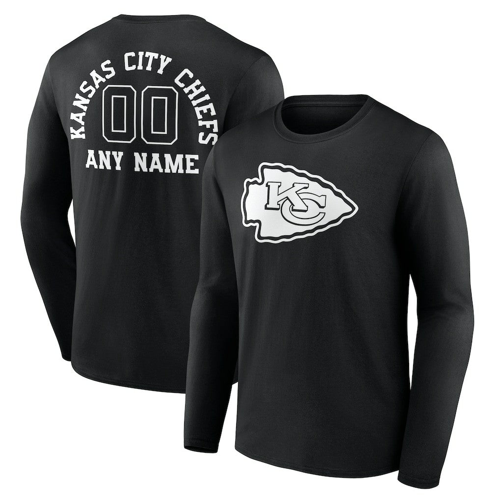Kansas City Chiefs Personalized Name & Number Monochrome Long Sleeve T-Shirt Black - NFL