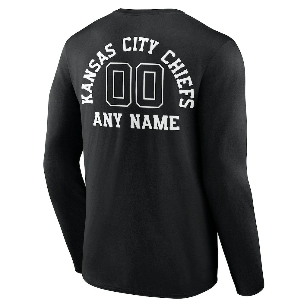 Kansas City Chiefs Personalized Name & Number Monochrome Long Sleeve T-Shirt Black - NFL
