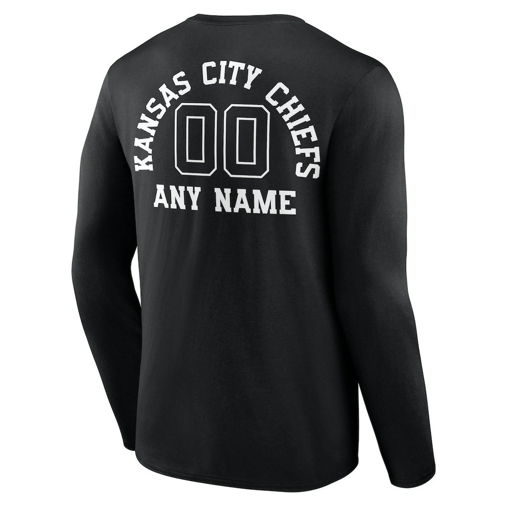 Kansas City Chiefs Personalized Name & Number Monochrome Long Sleeve T-Shirt Black - NFL