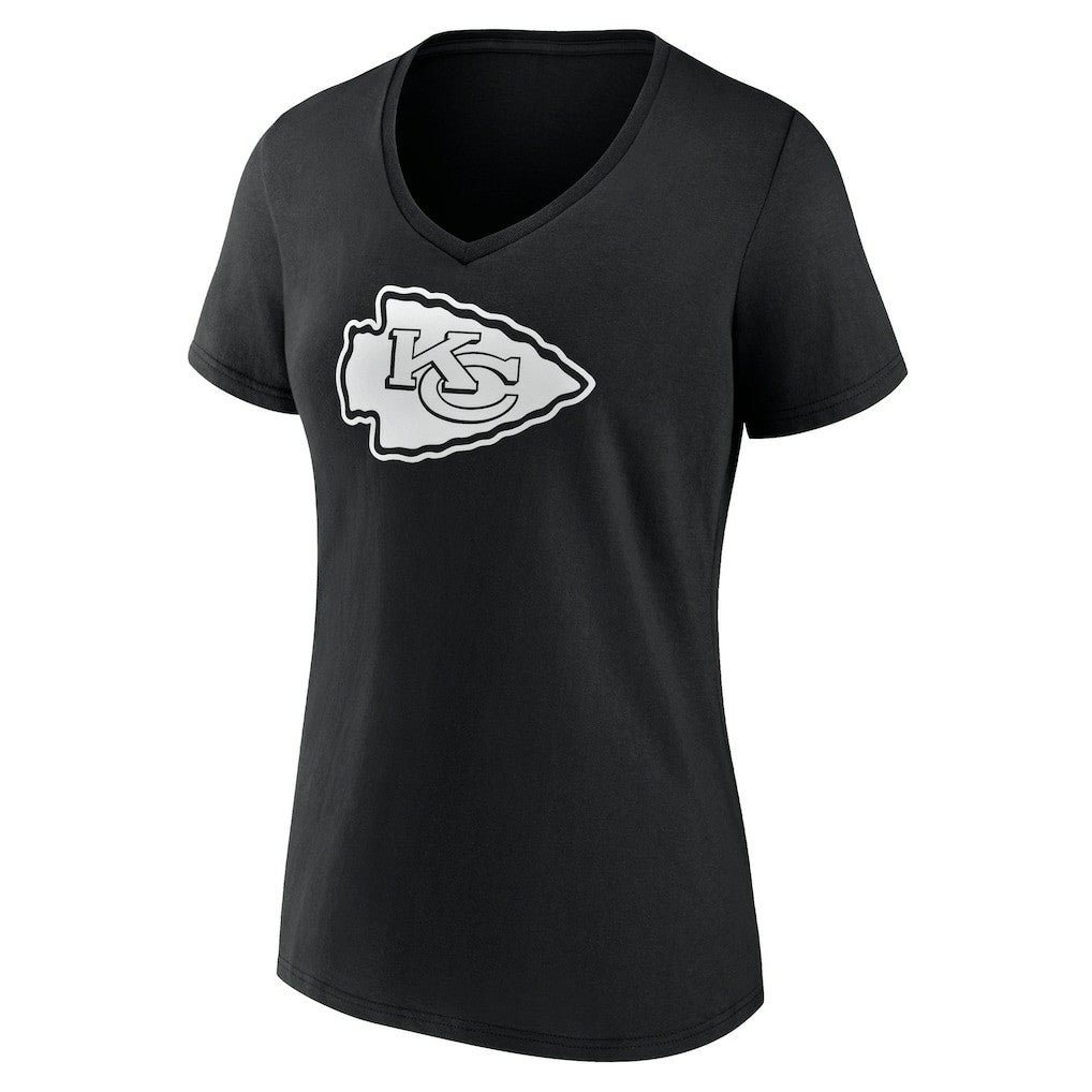 Kansas City Chiefs Women's Personalized Name & Number Monochrome V-Neck T-Shirt Black - NFL